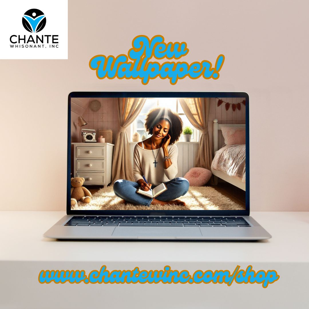 Christian Woman Journaling Digital Desktop & Laptop Wallpaper 16:9 - Older Black Woman