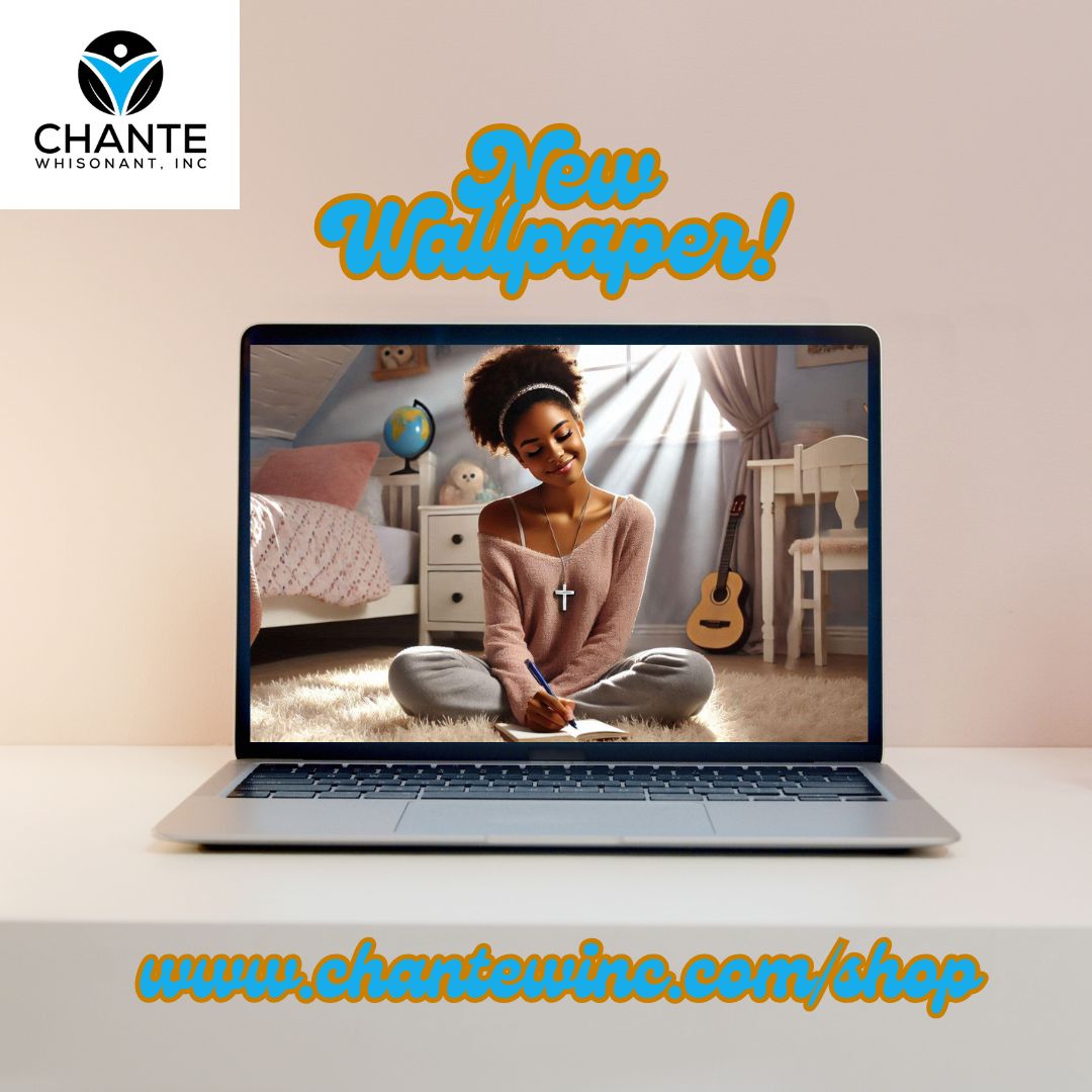 Christian Woman Journaling Digital Desktop & Laptop Wallpaper 16:9 - Young Black Woman