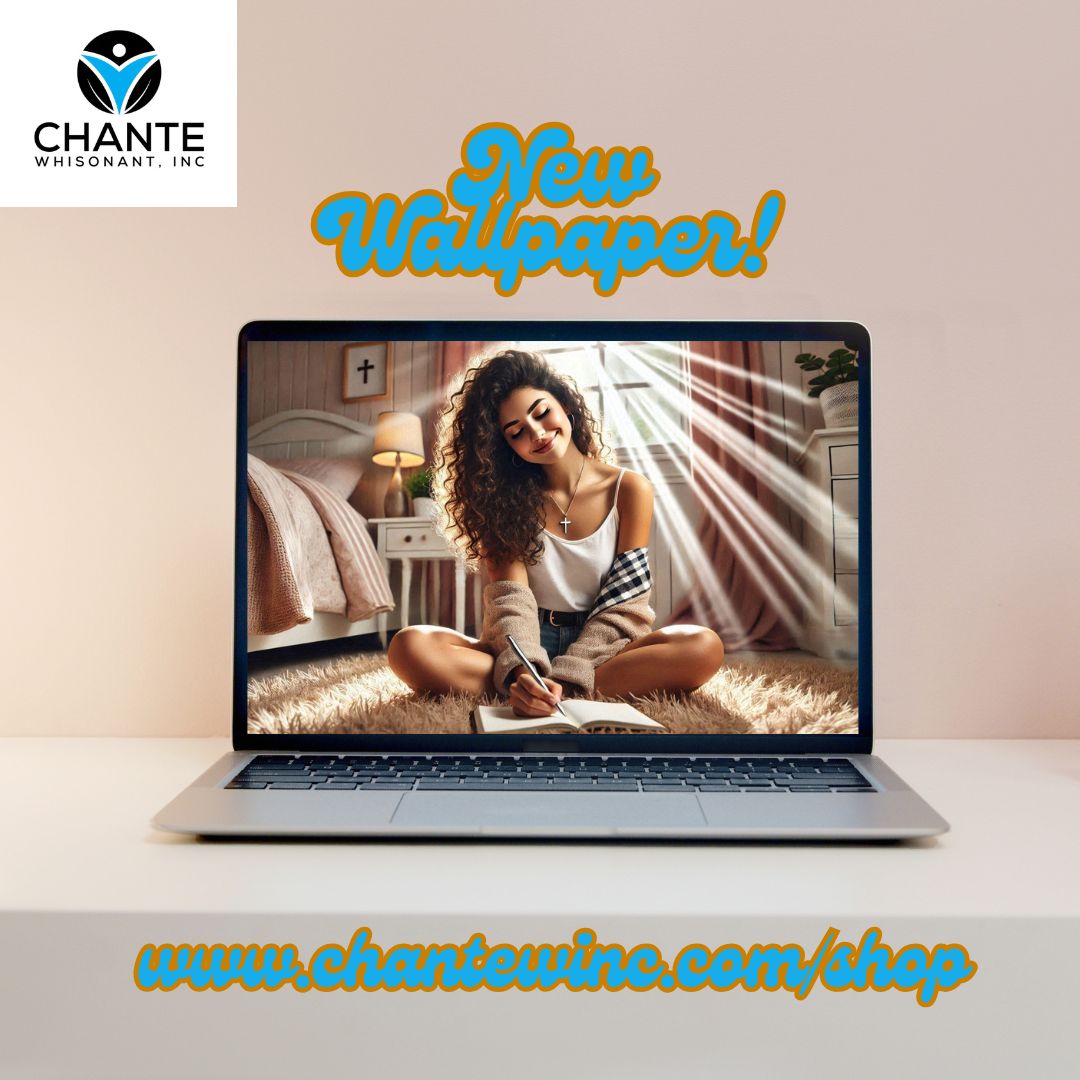 Christian Woman Journaling Digital Desktop & Laptop Wallpaper 16:9 - Hispanic Woman