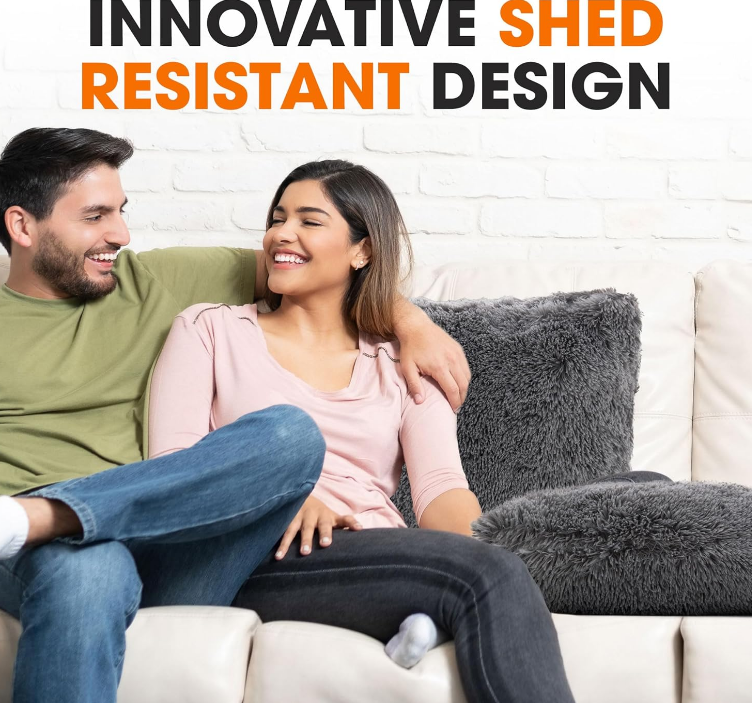 Throw Pillows for Couch and Bed, Soft Shaggy Throw Pillows with Inserts Included, Cozy Long Hair Faux Fur Pillows - Set of 2-18" x 18" - Silver Gray