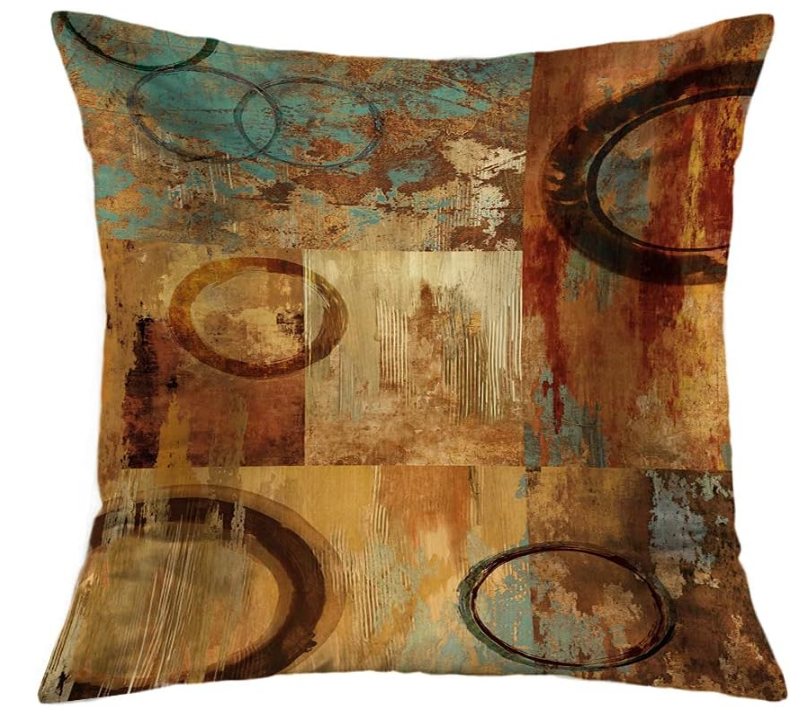 Brown Decorative Throw Pillow Covers 18x18 Set of 4 Teal Pillow Cover Modern Geometry Abstract Art Decorative Pillows for Living Room Bedroom Sofa Couch Outdoor Pillow Covers