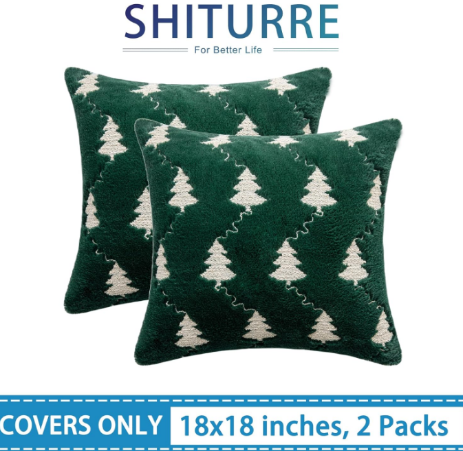  Decorative Throw Pillow Covers for Farmhouse, Spring Pillow Covers for Sofa Couch Bed Room(Green & White Tree, 18"x18")