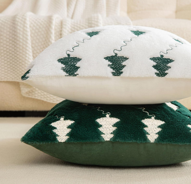  Decorative Throw Pillow Covers for Farmhouse, Spring Pillow Covers for Sofa Couch Bed Room(Green & White Tree, 18"x18")