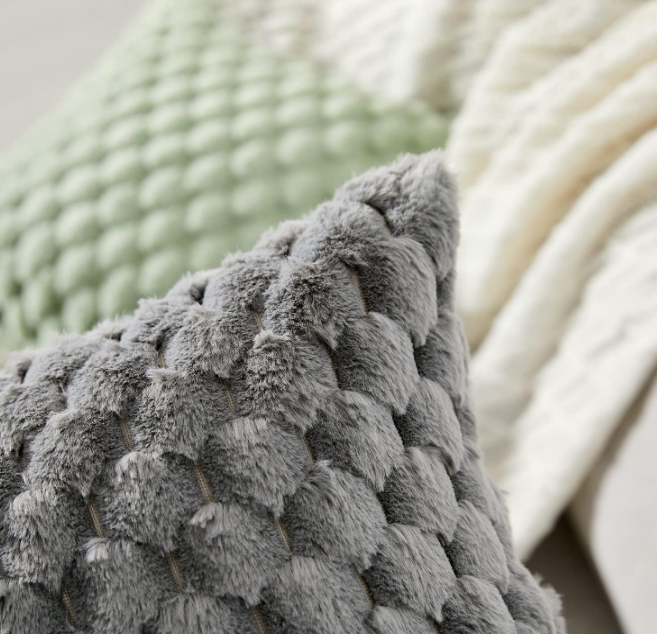 Pack of 2 Super Soft Cozy Decorative Throw Pillow Covers Fuzzy Plush Faux Fur Luxury Cushion Cover Pillowcase for Sofa Couch Bed Livingroom 16x16 Inch Grey