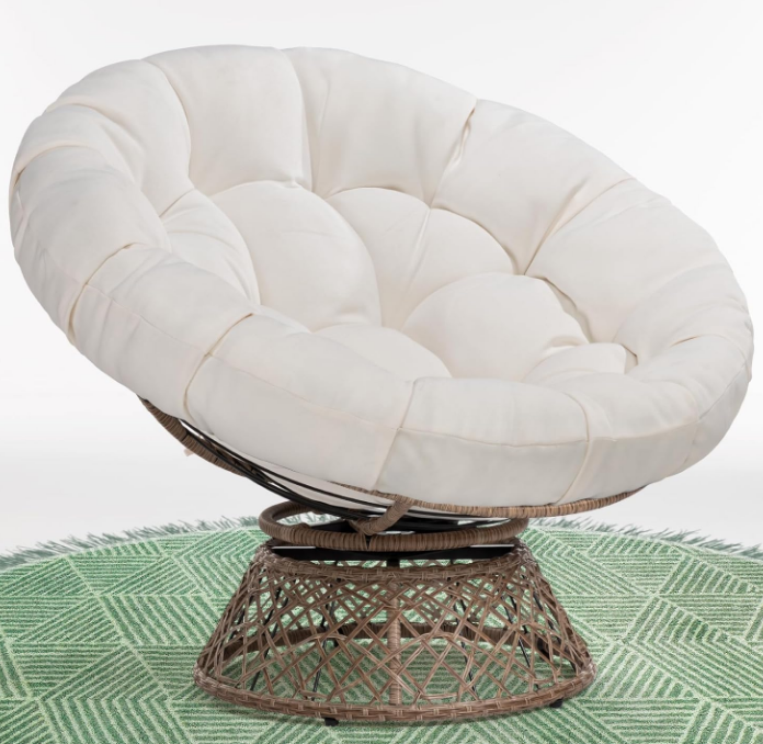 Papasan Chair, Arctic Snow-Brown Base