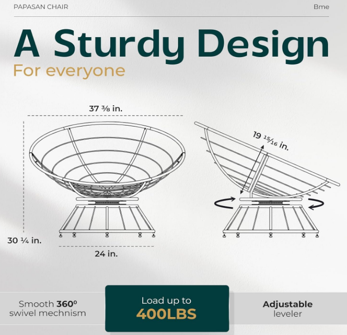 Papasan Chair, Arctic Snow-Brown Base