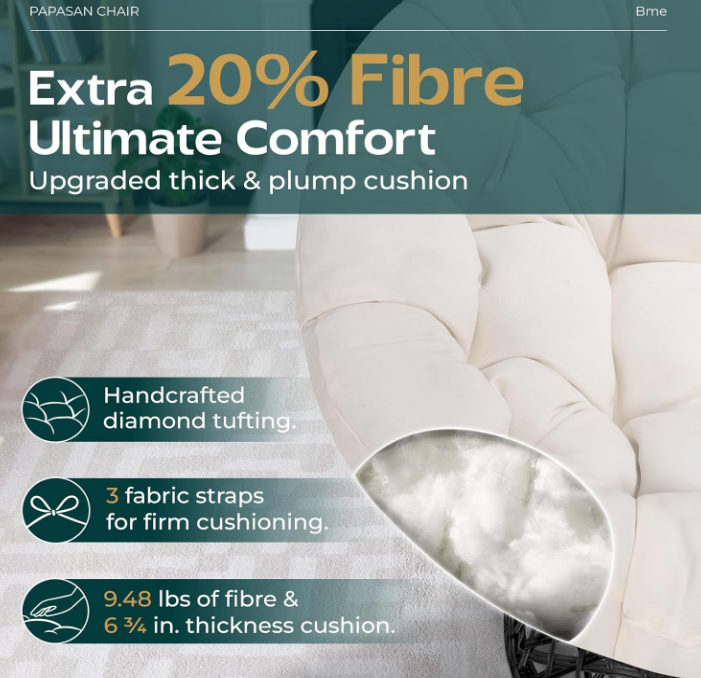 Papasan Chair, Arctic Snow-Brown Base