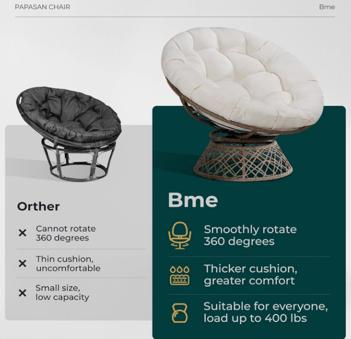 Papasan Chair, Arctic Snow-Brown Base