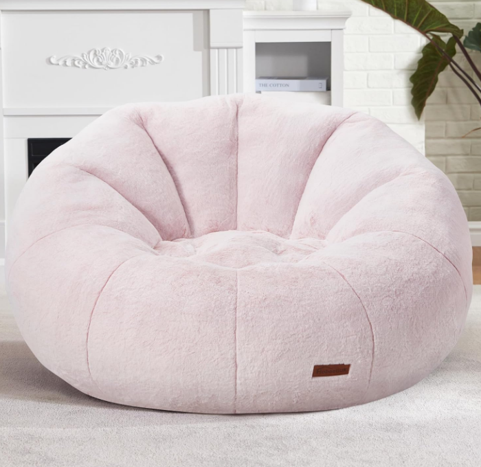 Bean Bag Chairs Large Bean Bag Couch for Adults Stuffed Sofa Chair Comfy Giant Bean Bag Chair with Spacious Design for Reading, Playing or Relaxing (Pink)