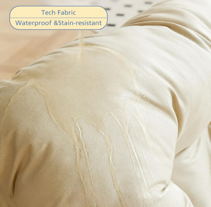 Floor Chair, Sofa Bed, Covertible Flip Chair, Floor Lounge Chair with Back Support, Lazy Sofa Bed for Adults, Adjustable Recliner Chair with 5 Position for Living Room (Beige)