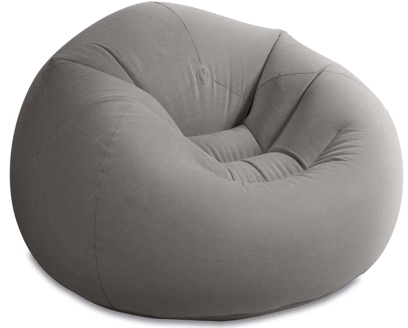 Beanless Bag Inflatable Lounge Chair: Corduroy Textured Flocking – Durable Vinyl – Folds Compactly – 220lb Weight Capacity – 45" x 45" x 28"