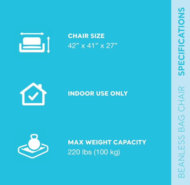 Beanless Bag Inflatable Lounge Chair: Corduroy Textured Flocking – Durable Vinyl – Folds Compactly – 220lb Weight Capacity – 45" x 45" x 28"