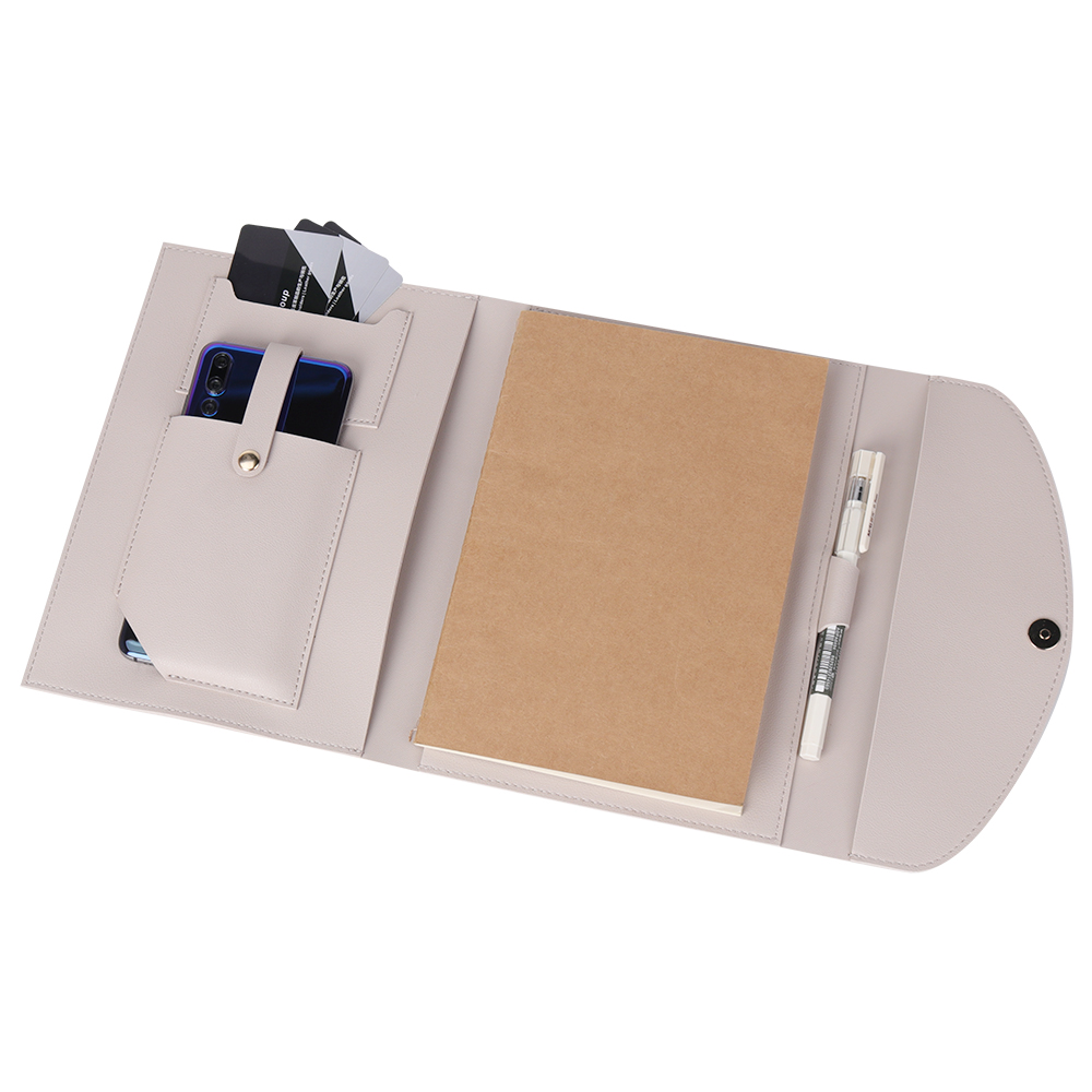 Beige Multifunctional Leather Folder