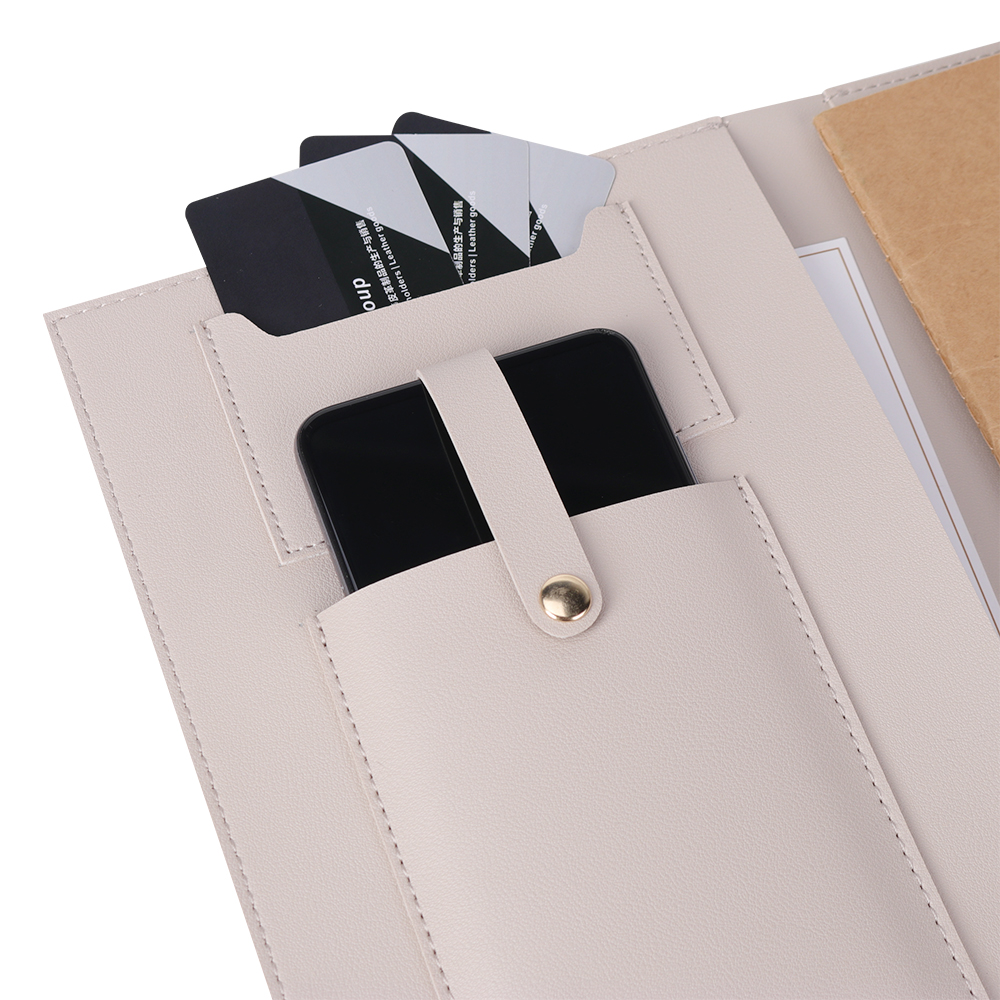 Beige Multifunctional Leather Folder