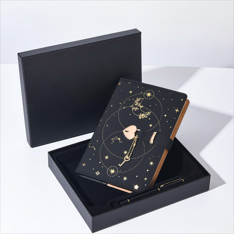 Starry Black Lock Diary