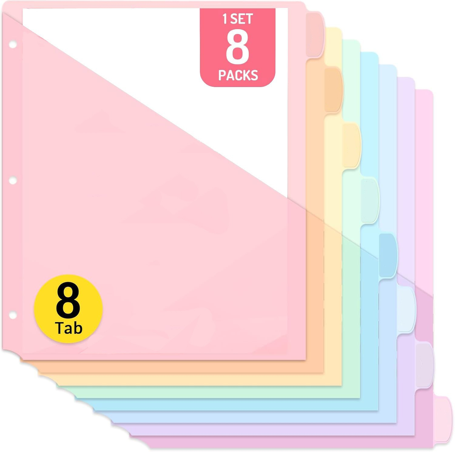 8-Pack Colorful Binder Dividers with Tabs