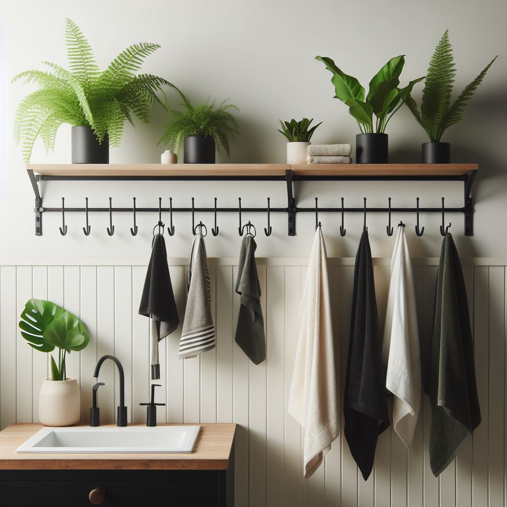 Modern Hanging Rack with Shelf