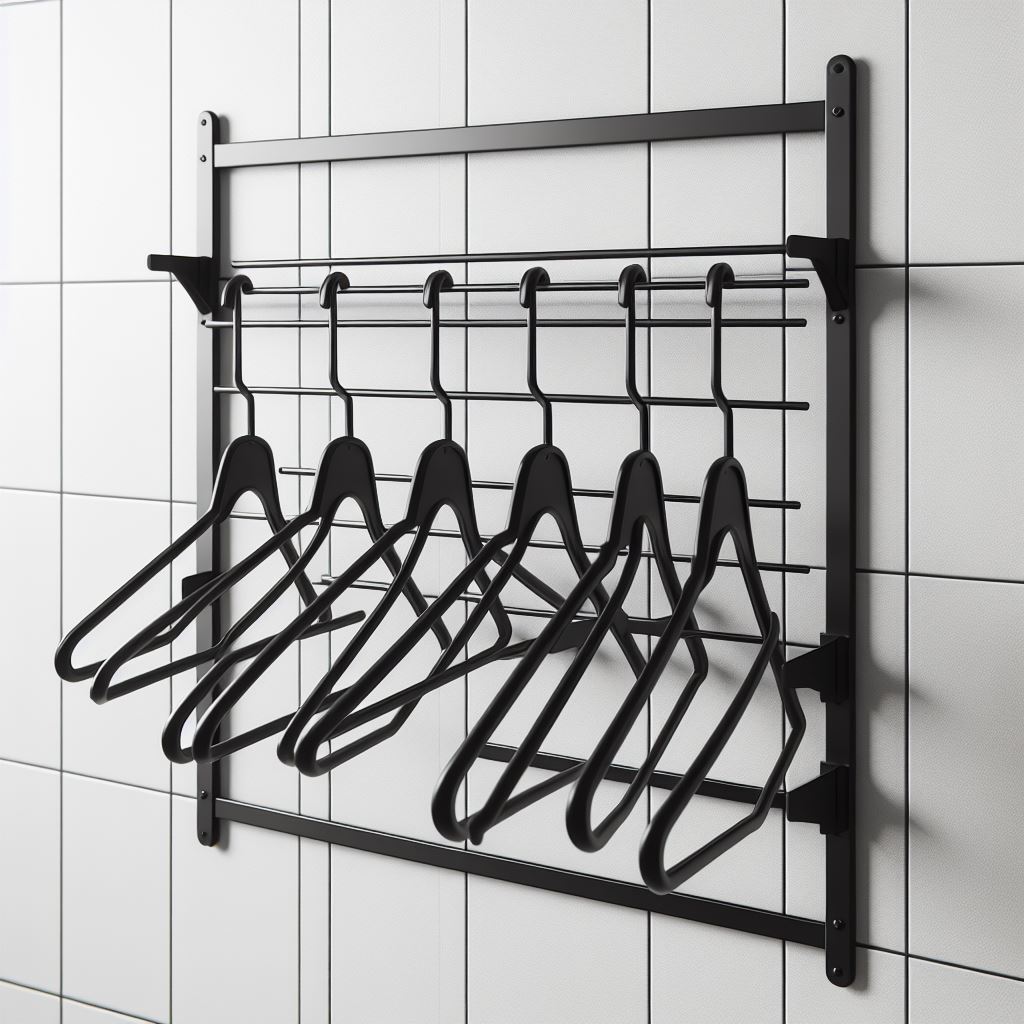 Wall-Mounted Clothes Rack with Hangers
