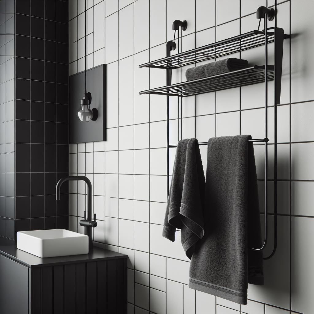 Black Wall-Mounted Towel Rack