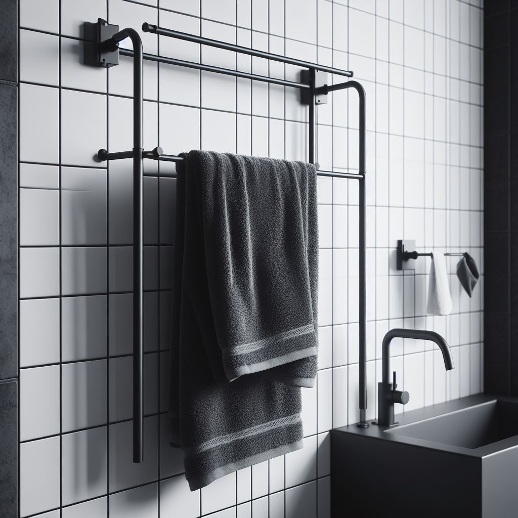 Black Wall-Mounted Towel Rack