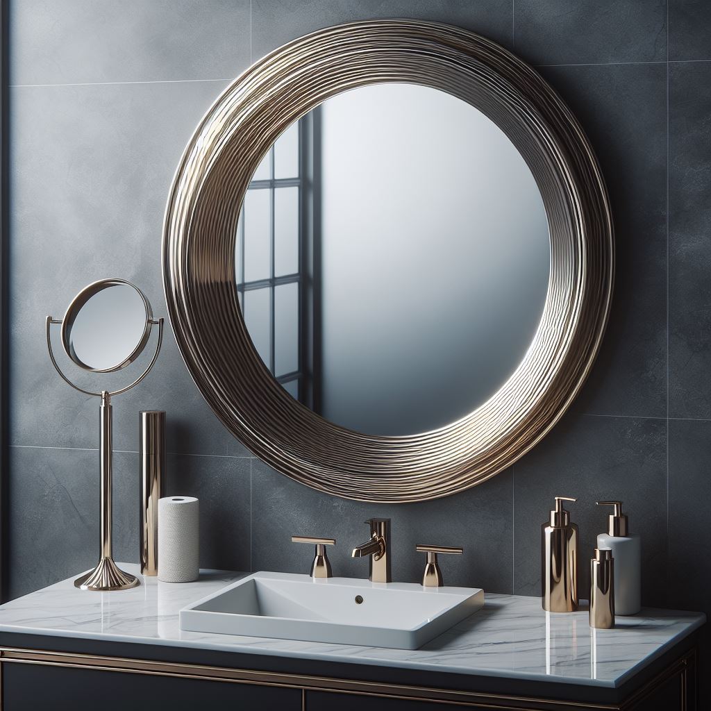 Round Gold Bathroom Mirror