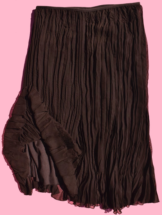 Brown Pleated Midi Skirt