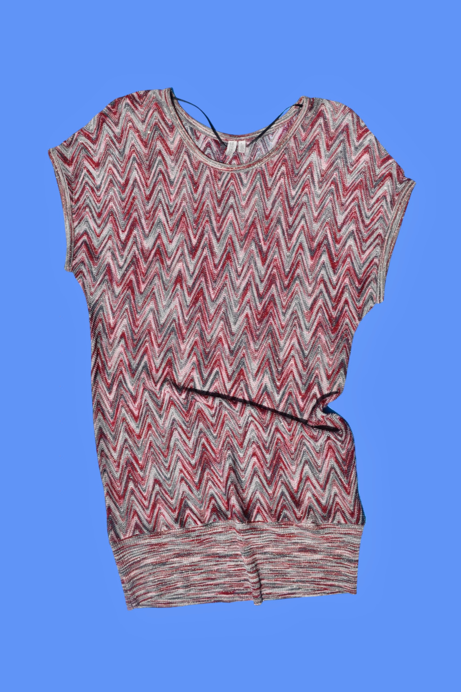 Missoni Style Zigzag Knit Blouson Top 
