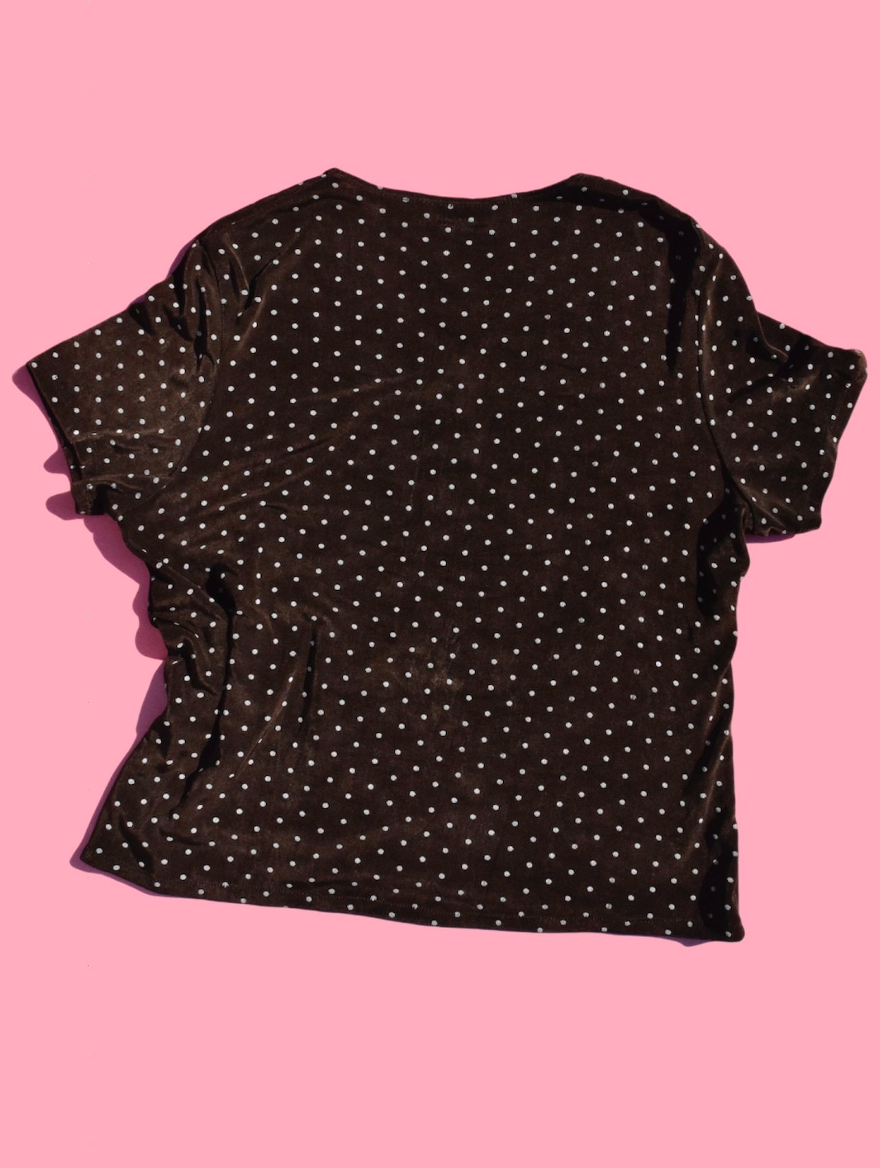 2000s Slinky Brown Polka Dot Skirt & Top Set