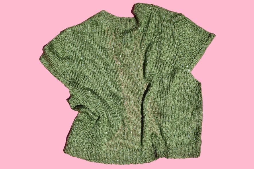 Green Sparkle Open Front Knit Shrug