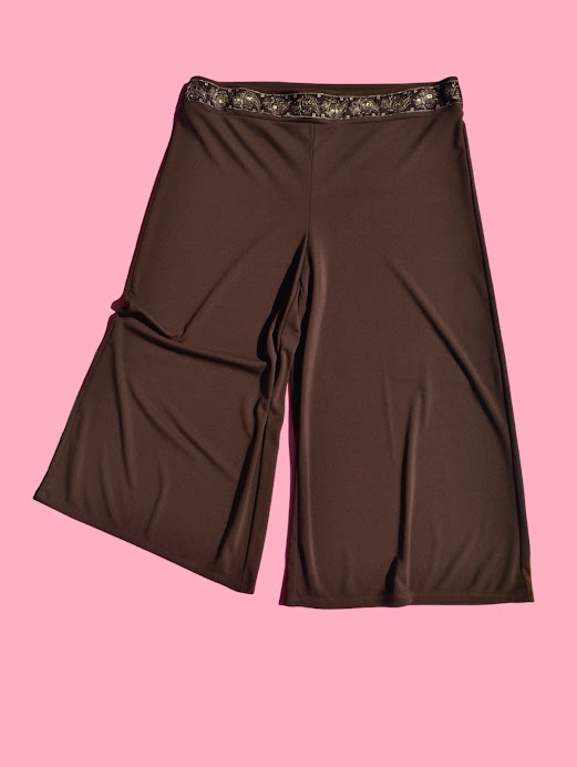 Brown Wide-Leg Gaucho Pants