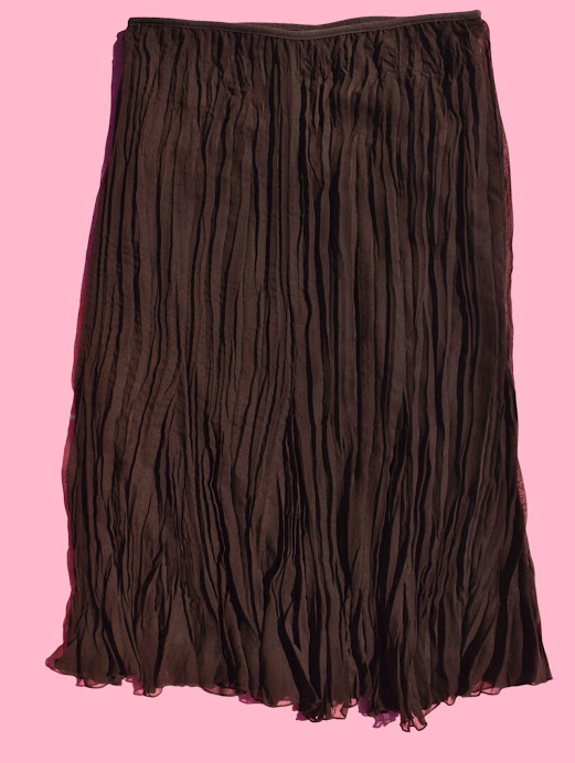 Brown Pleated Midi Skirt