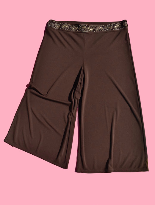 Brown Wide-Leg Gaucho Pants