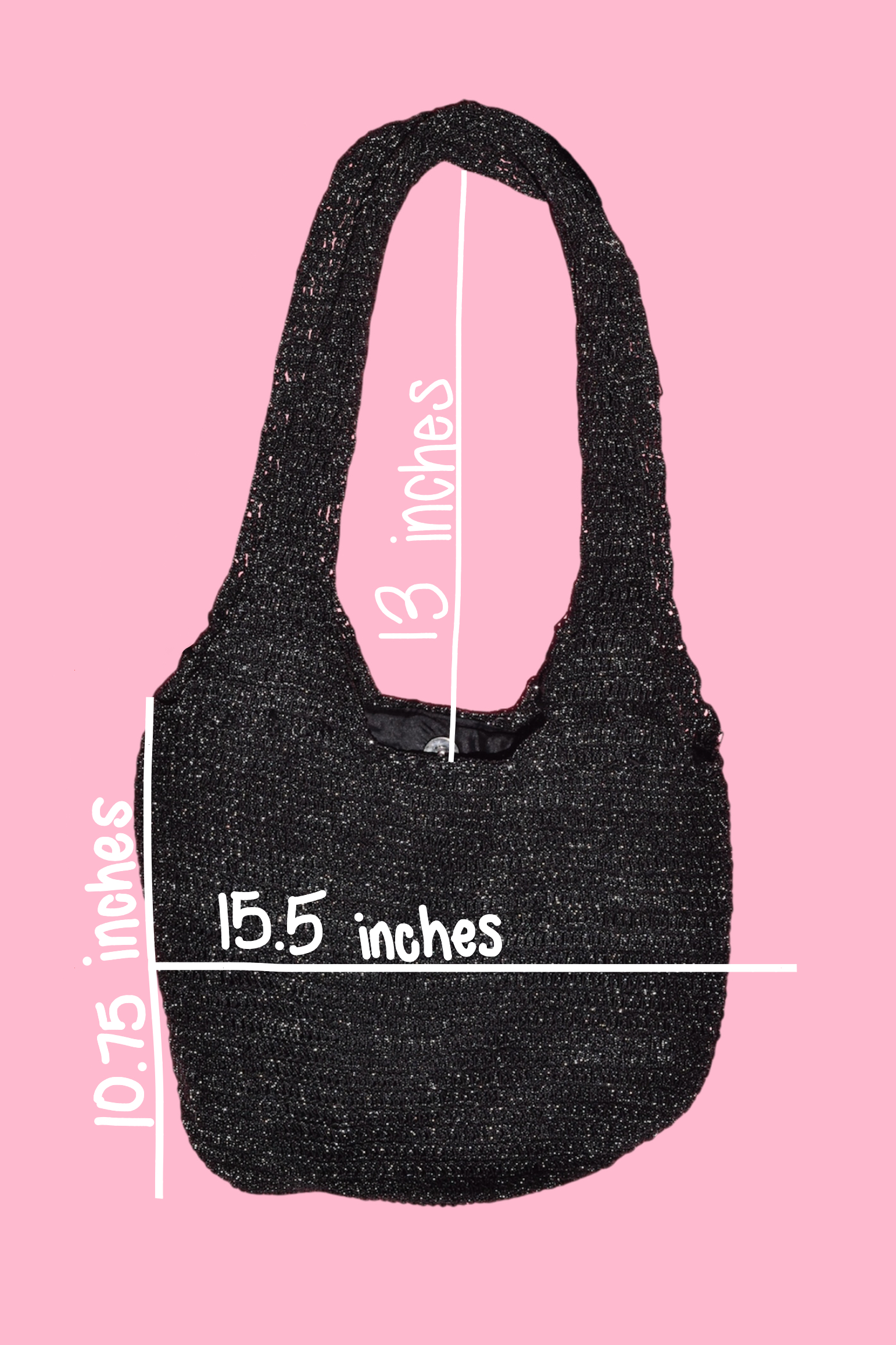 Late 90s Early 2000s Metallic Knit Slouchy Crochet Hobo Shoulder Bag