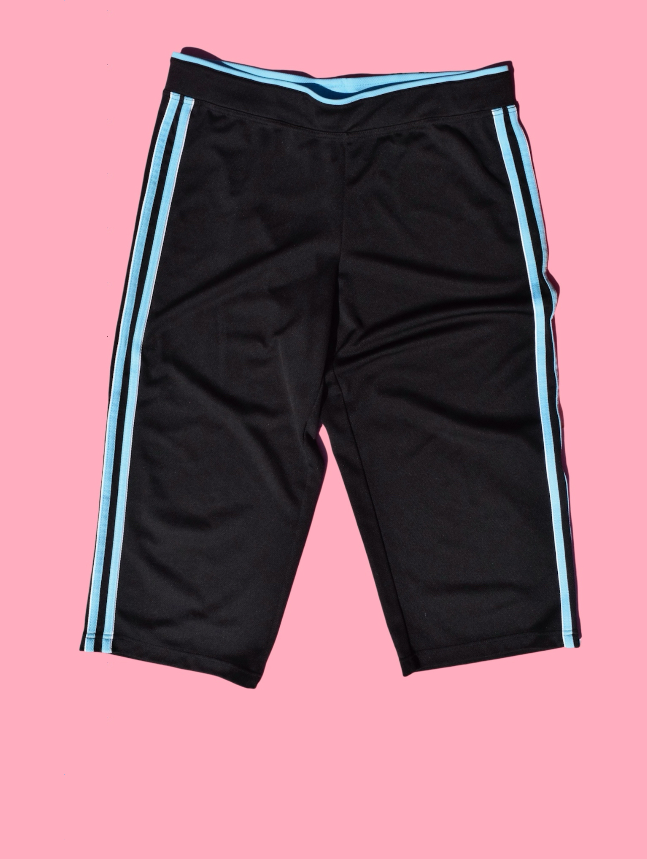 Black Side-Stripe Athletic Capri Shorts 