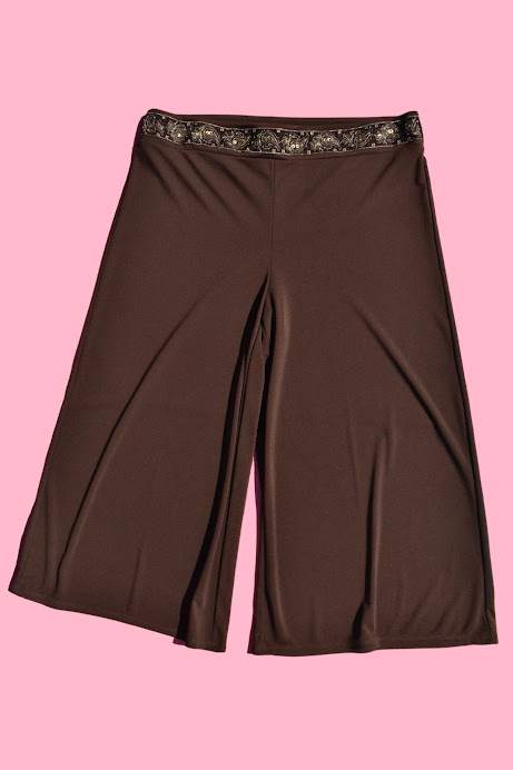 Brown Wide-Leg Gaucho Pants