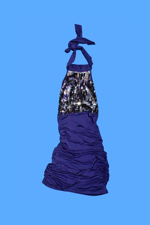 2000s Ruched Sequenced Mini Halter Dress