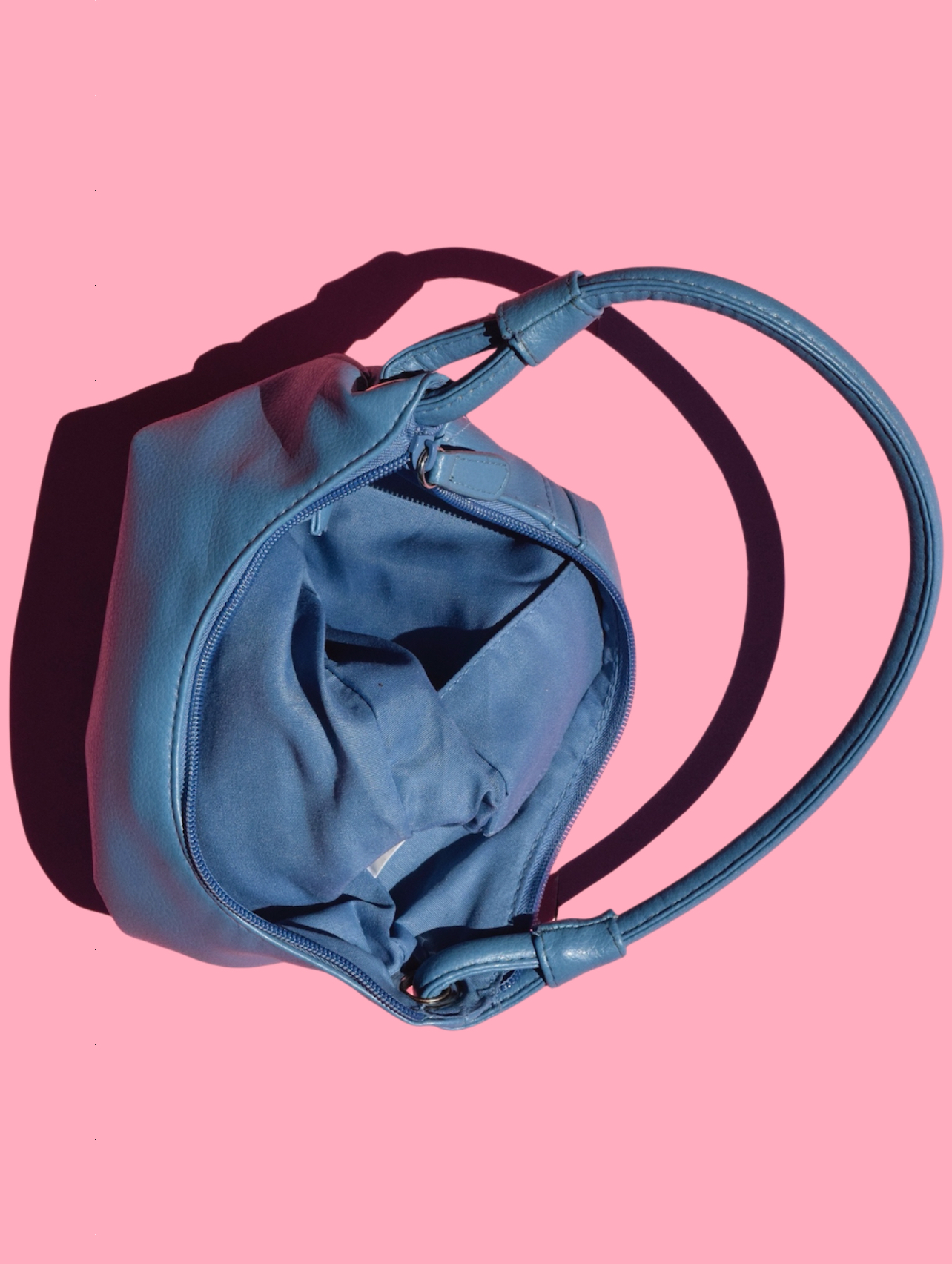 y2k 2000s Baby Blue Leather Shoulder Bag