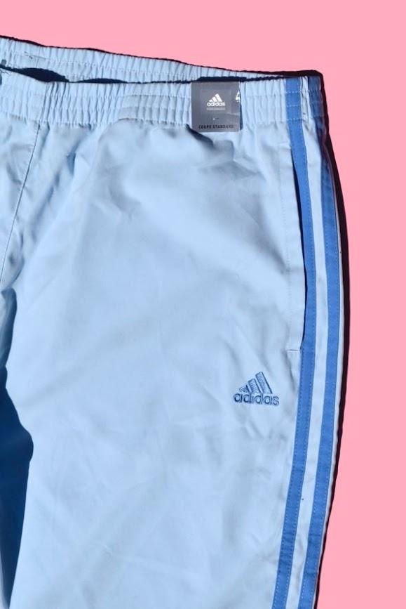 Adidas Light Blue Three-Stripe Athletic Capri Pants