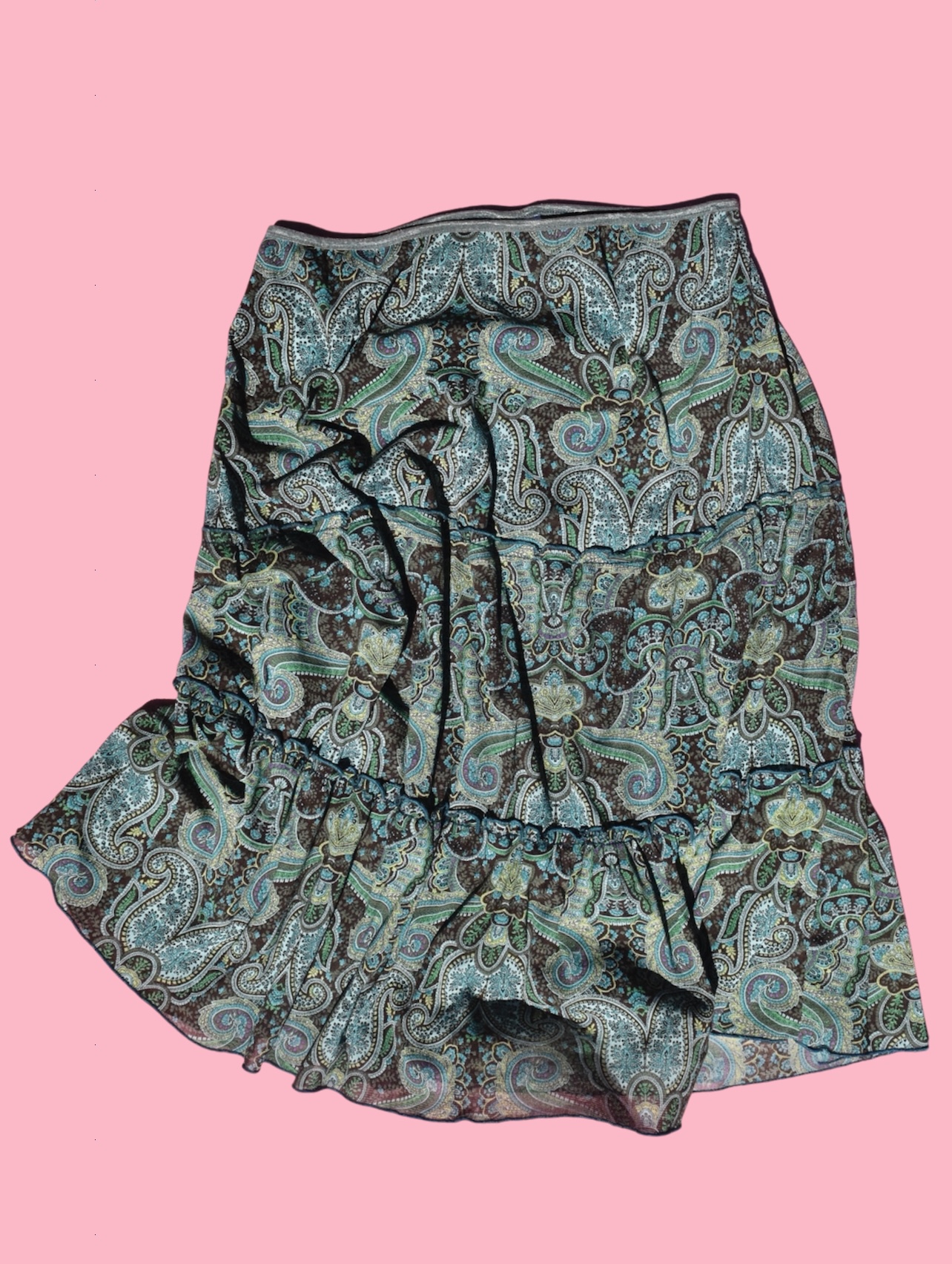 Paisley Print Tiered Boho Skirt