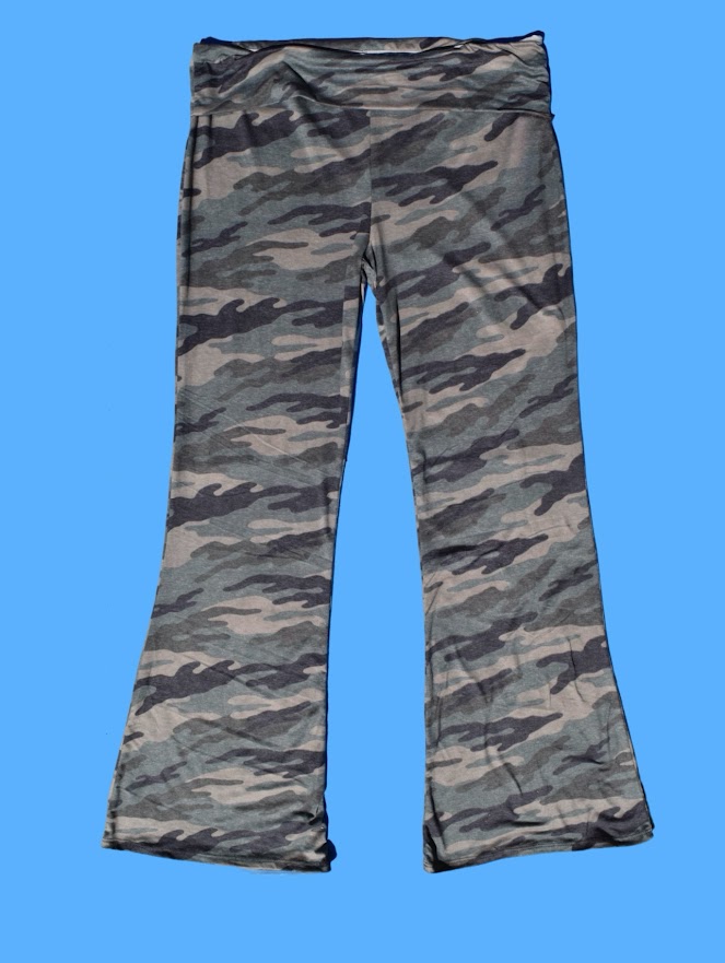 Camo Flare Pants Foldover Waist Pants