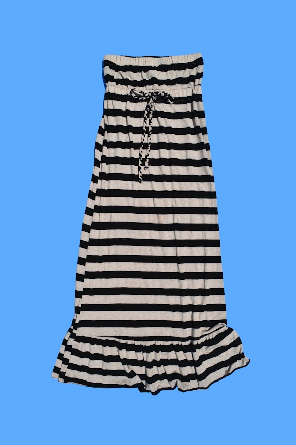 Indie Aesthetic Striped Tube Maxi Dress