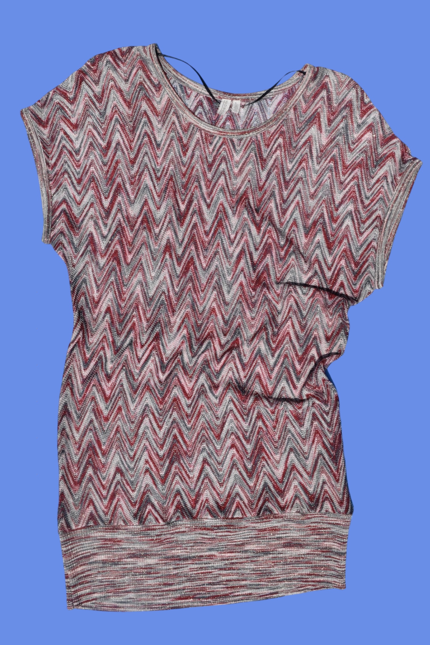 Missoni Style Zigzag Knit Blouson Top 
