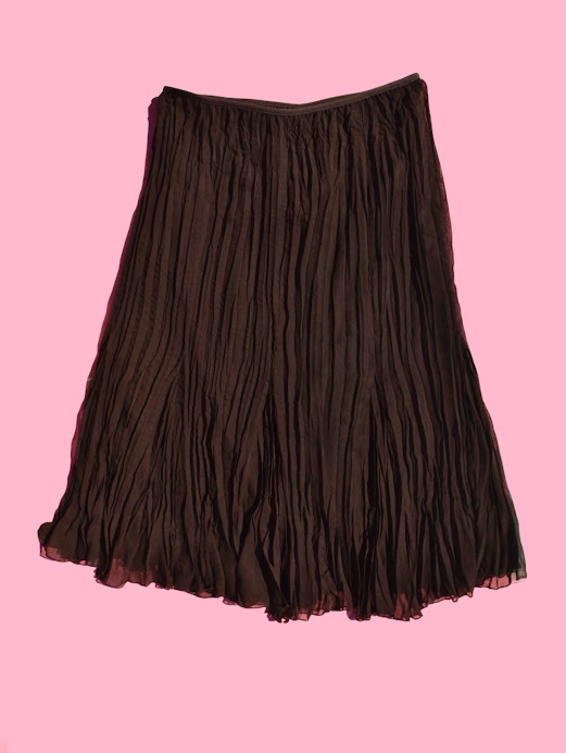 Brown Pleated Midi Skirt