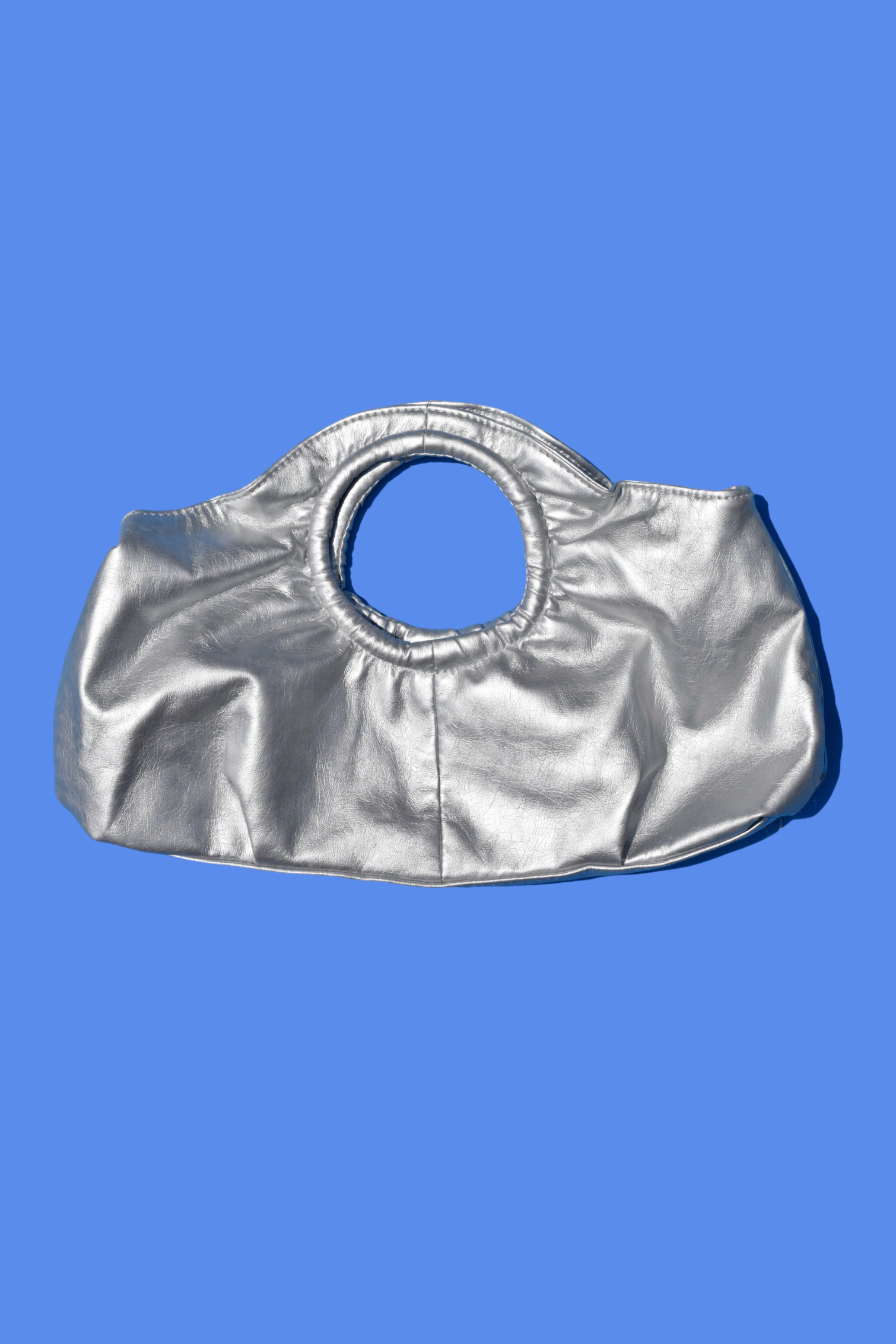 2000s Silver Metallic Slouchy Clutch Purse