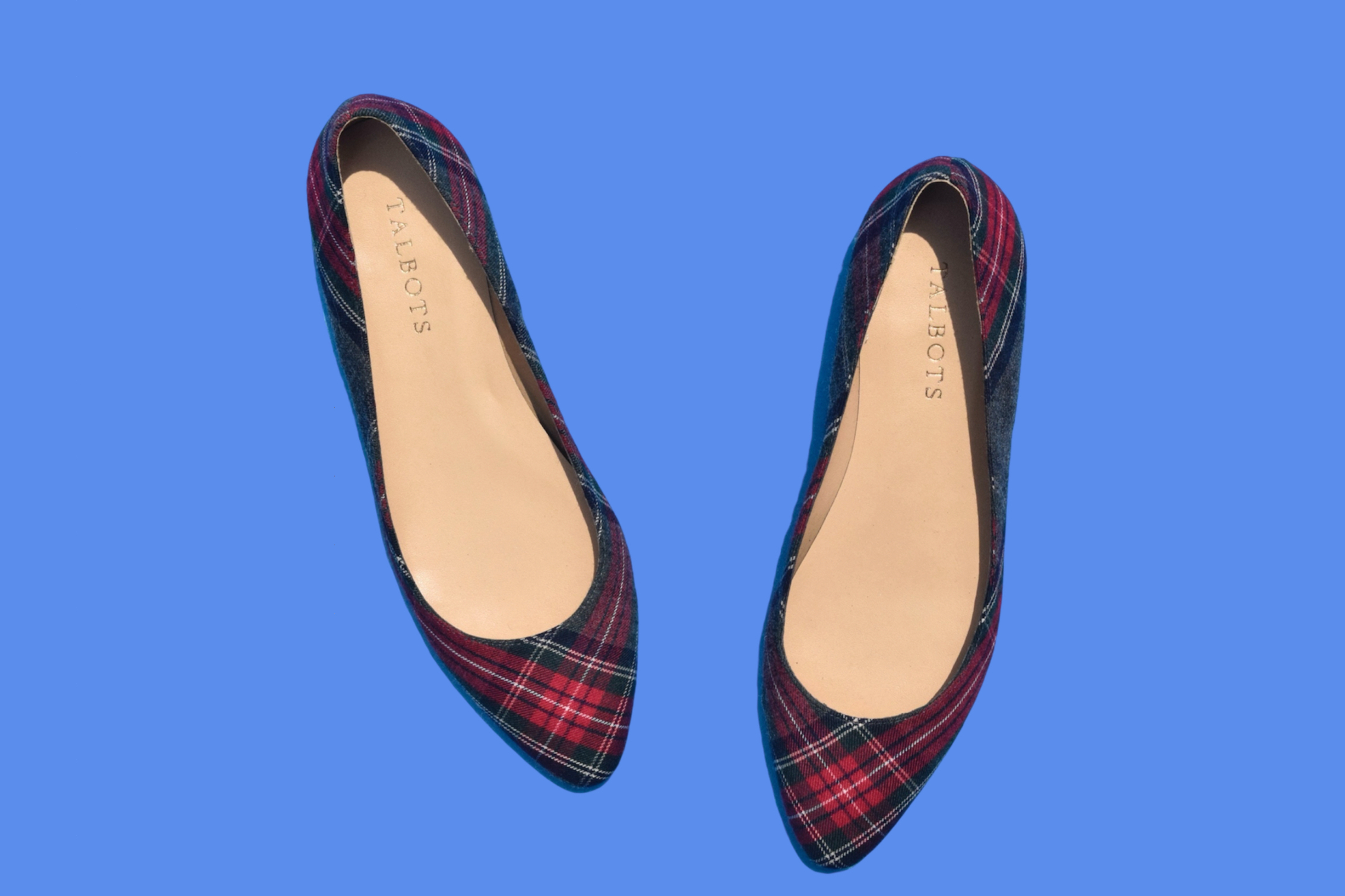 Vintage 90s Plaid Pointed Toe Flats 7M