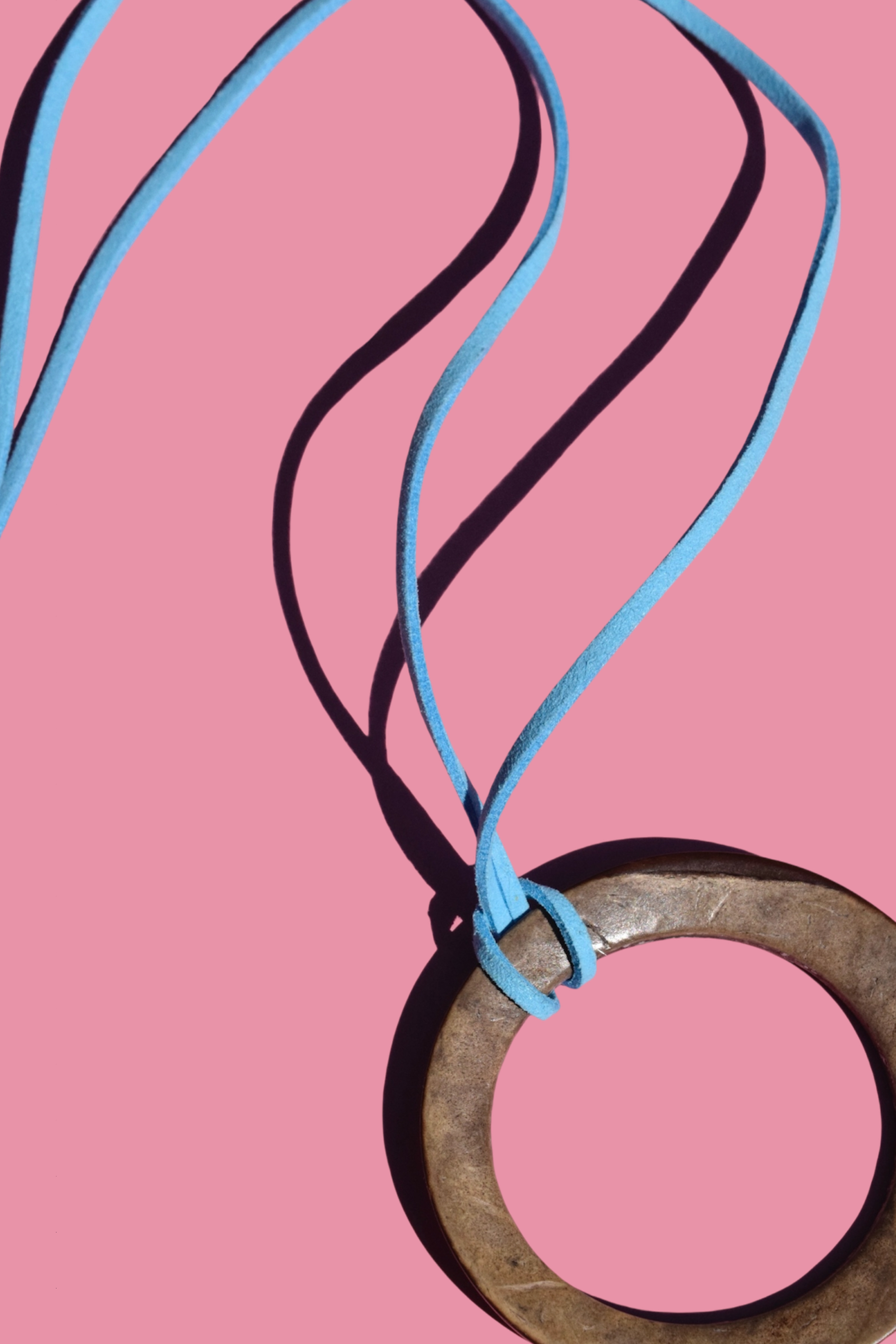 Natural Wood Circle Pendant Necklace