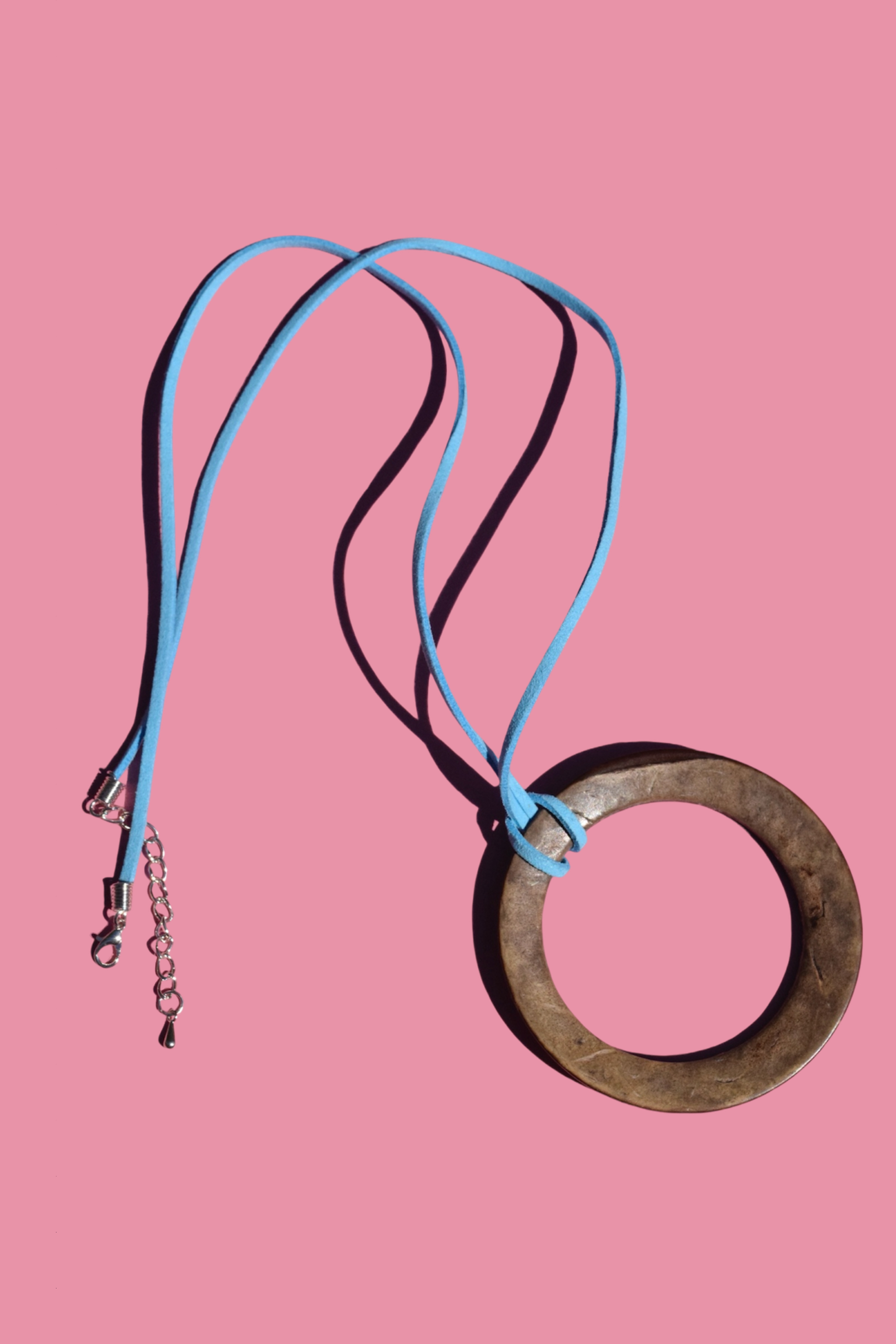 Natural Wood Circle Pendant Necklace