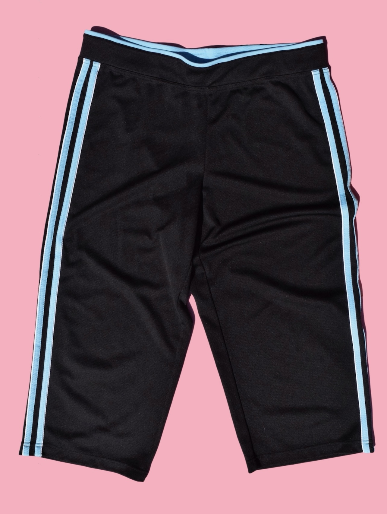 Black Side-Stripe Athletic Capri Shorts 