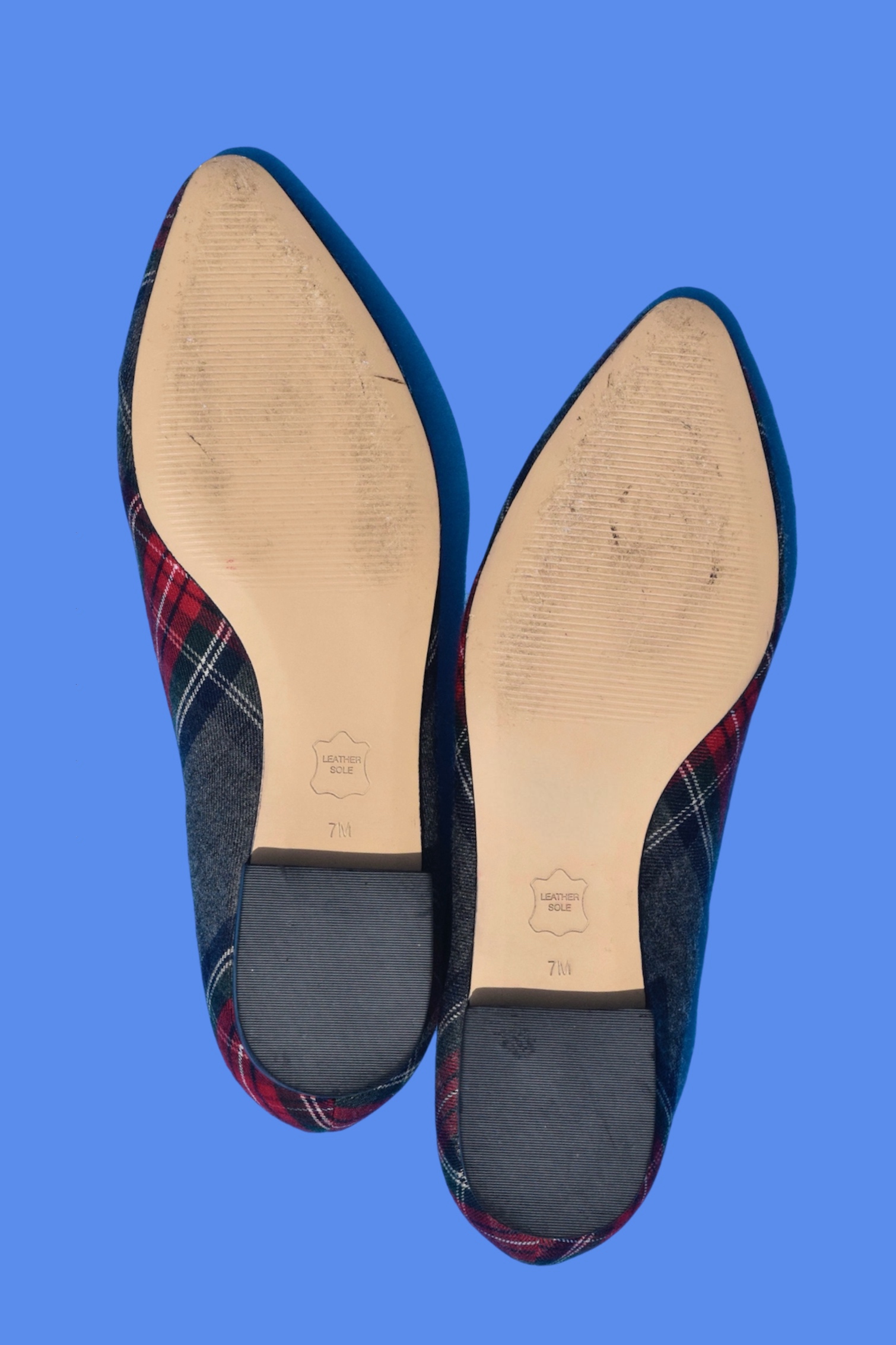 Vintage 90s Plaid Pointed Toe Flats 7M