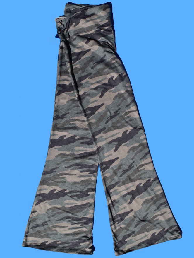 Camo Flare Pants Foldover Waist Pants